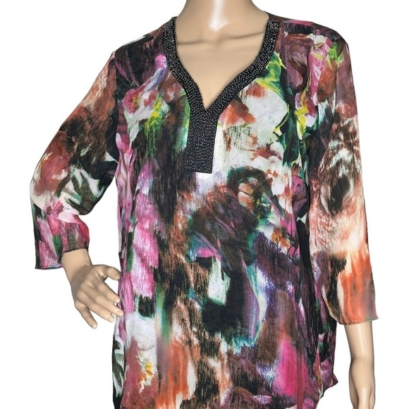 Vicki Wayne vintage 1990s sheer beaded top medium - Picture 1 of 6